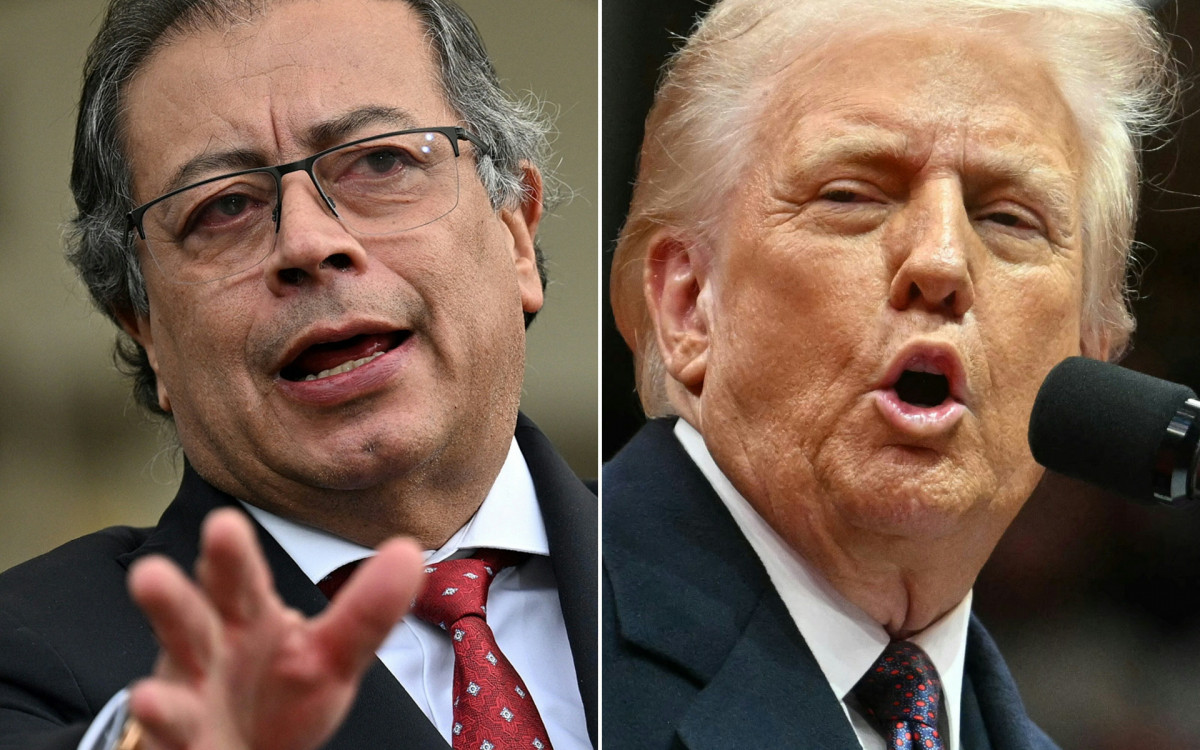 Presidente colombiano Gustavo Petro e o presidente dos EUA, Donald Trump